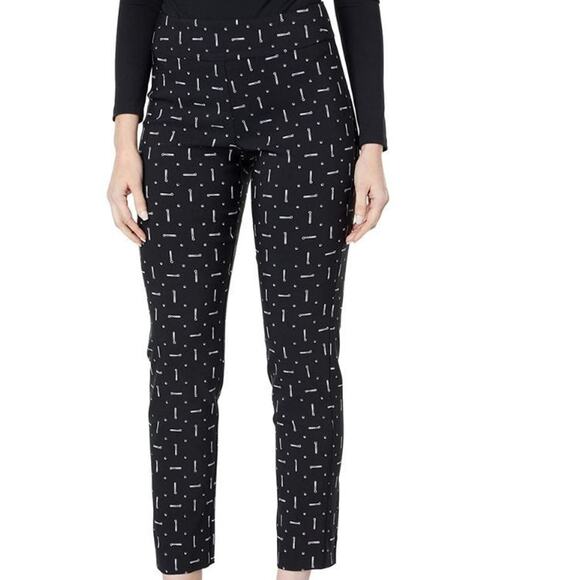 Krazy Larry Pull-On Ankle Pants - Black Golf Tee Club Print Elastic Waist 12 - Picture 2 of 9